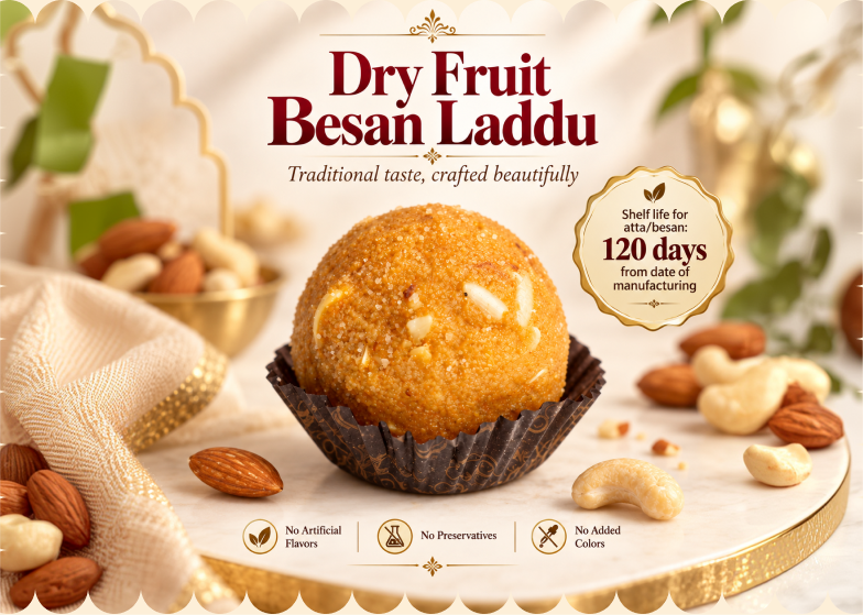 Besan Dryfruit Laddu — 4 Pieces — Bulk