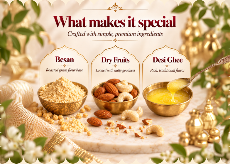 Besan Dryfruit Laddu — 16 Pieces