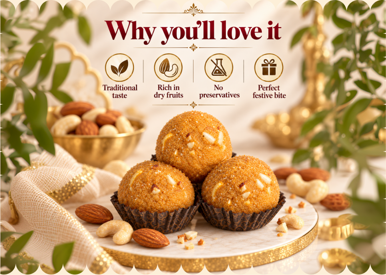 Besan Dryfruit Laddu — 16 Pieces